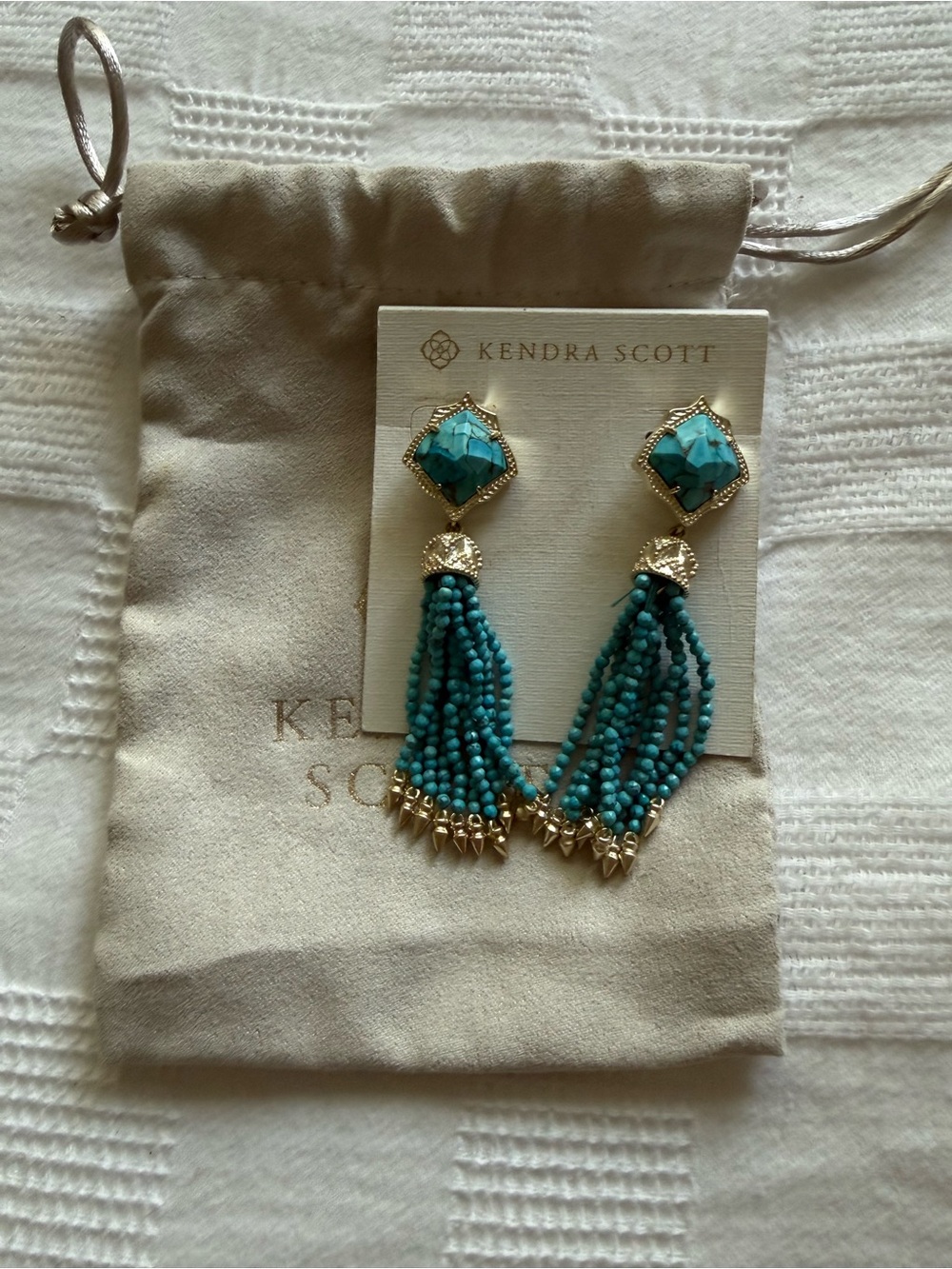 Kendra Scott Misha tassel Dangle Turquoise Earrings- LIKE NEW!